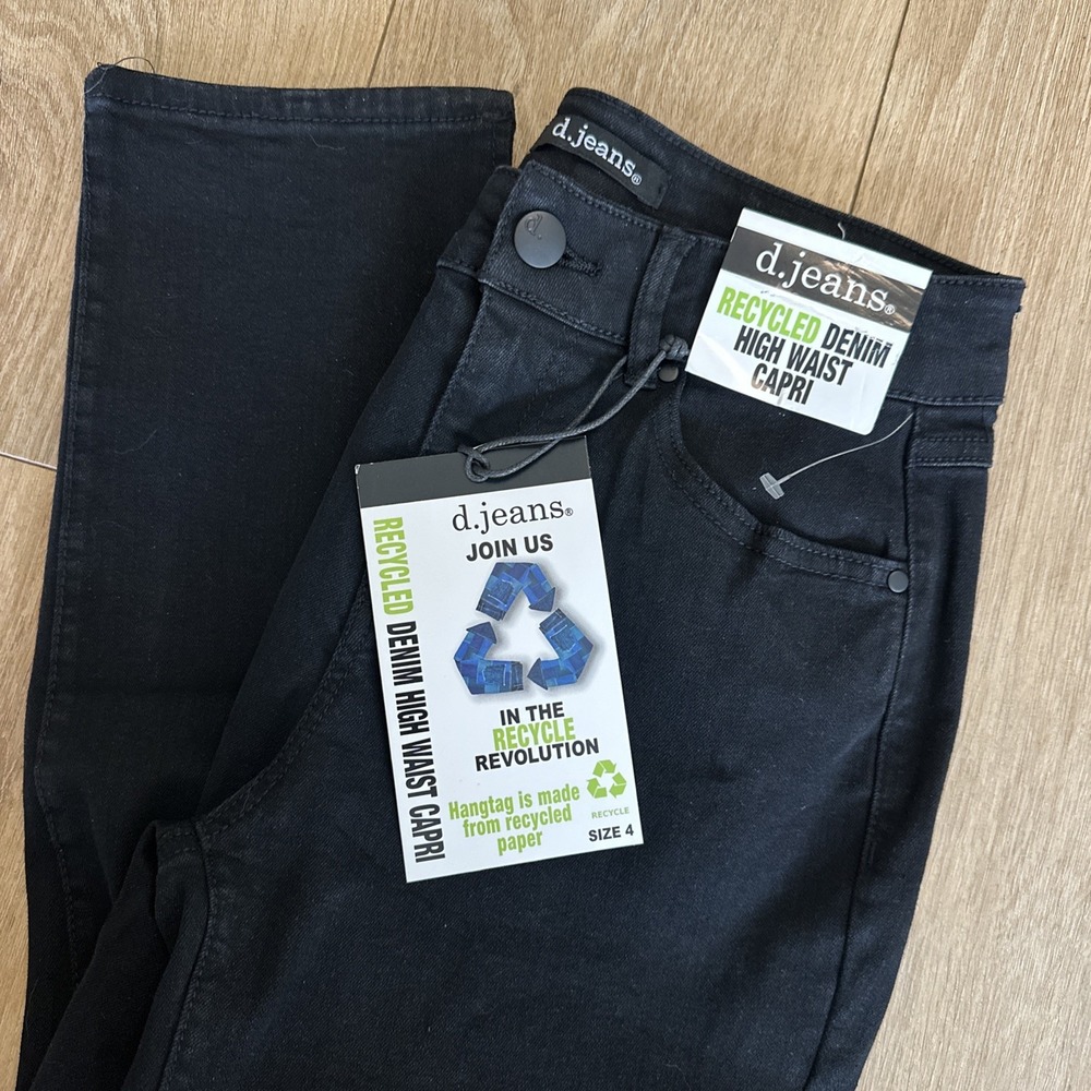 d.jeans Women's Denim High Waist Capri Pants Black Size‎ 4 NEW Crop